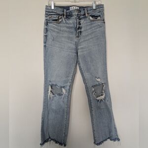DAZE High Rise Kick Flare Light Blue Distressed Women's Sz 29